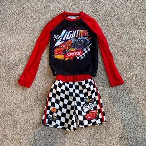 Lightning McQueen swimsuit and rash guard Sz 5/6